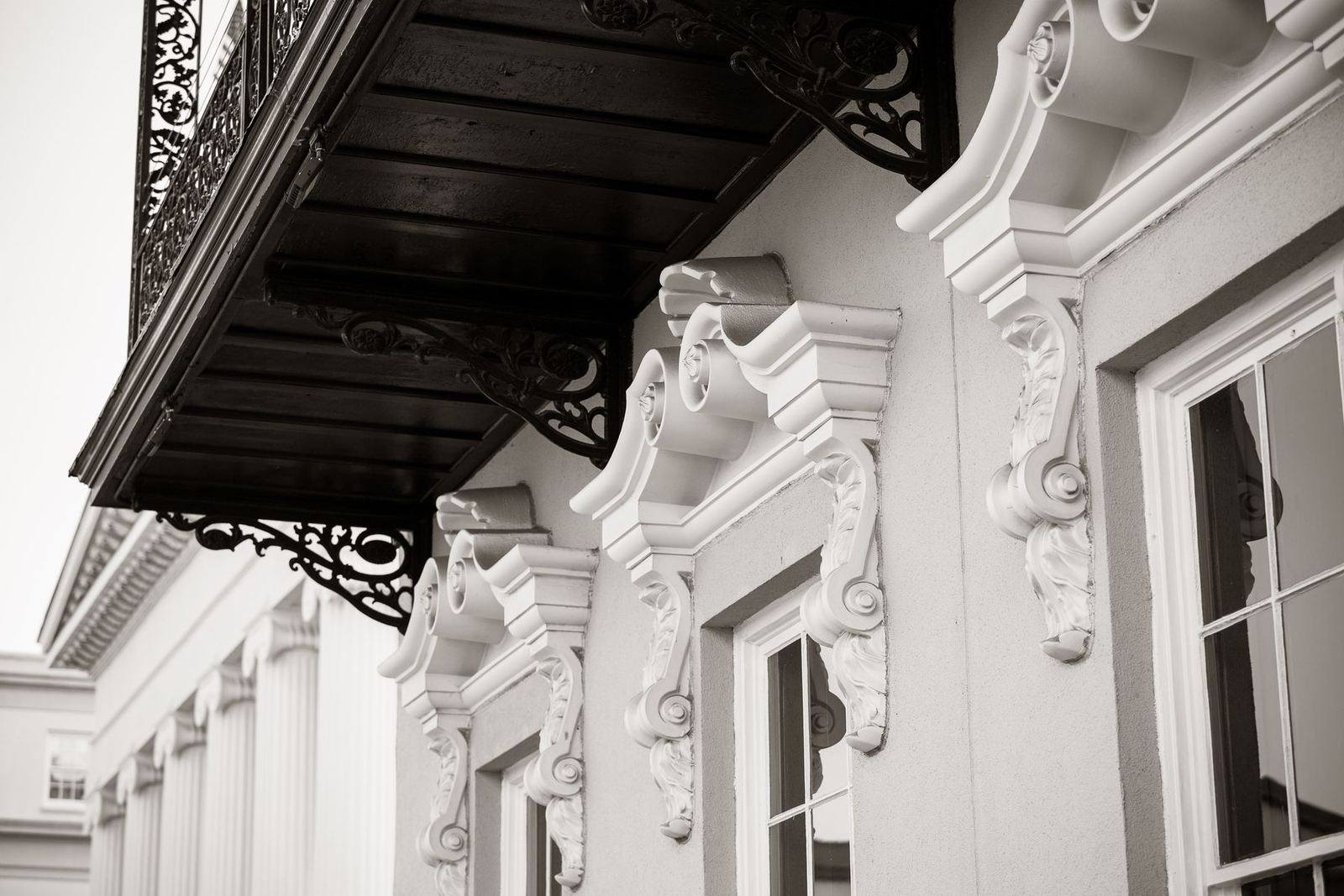 Architectural corbels in black and white